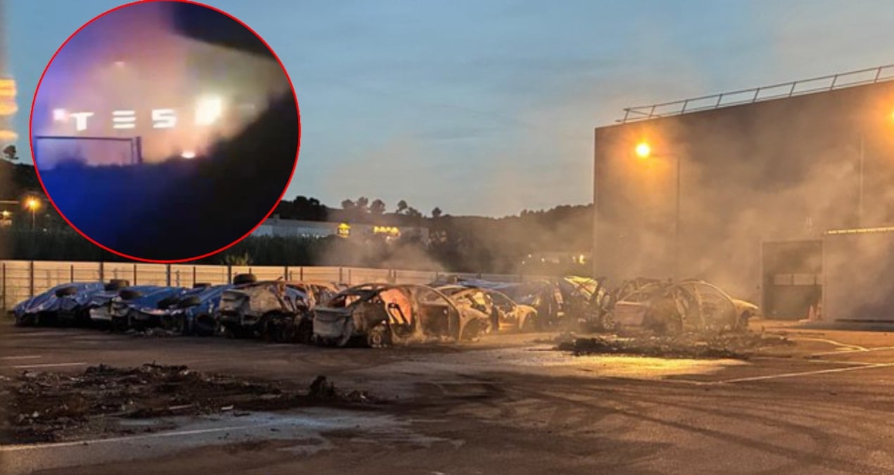 Tesla bayisi alev alev yandı! Onlarca sıfır araç kül oldu